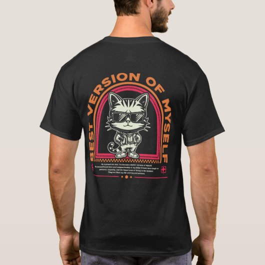 自最高の自猫前向き Tシャツ (裏面)