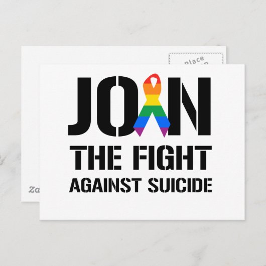 自殺との戦いに加わるゲイ ポストカード (正面/裏面)