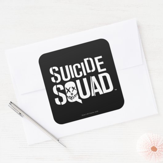 自殺の分隊|の白いロゴ スクエアシール (封筒)