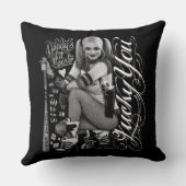 自殺の分隊|ハーレークウィンのタイポグラフィの写真 クッション (裏面)