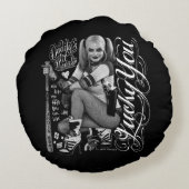 自殺の分隊|ハーレークウィンのタイポグラフィの写真 ラウンドクッション (裏面)