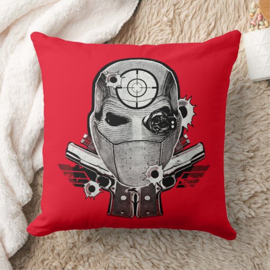 自殺の分隊| Deadshotのマスク及び銃の入れ墨の芸術 クッション (ブランケット)