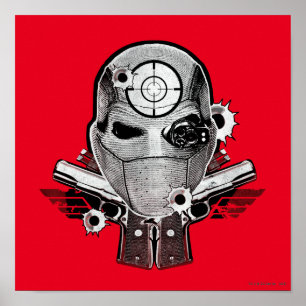 自殺の分隊 Deadshotのマスク及び銃の入れ墨の芸術 ポスター