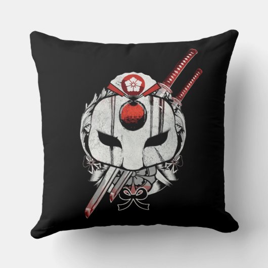 自殺の分隊| Katanaのマスク及び剣の入れ墨の芸術 クッション (裏面)