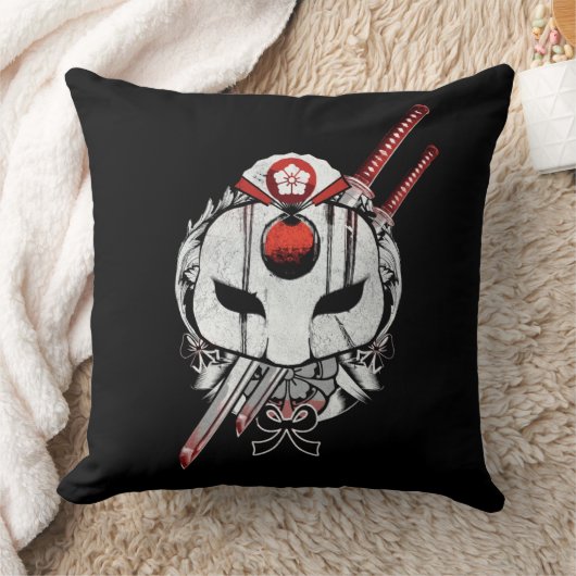 自殺の分隊| Katanaのマスク及び剣の入れ墨の芸術 クッション (ブランケット)