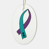 自殺の認識度のリボン セラミックオーナメント (左)