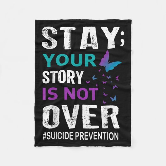 自殺の防止認識度のステイ物語は愛されていない フリースブランケット (正面)