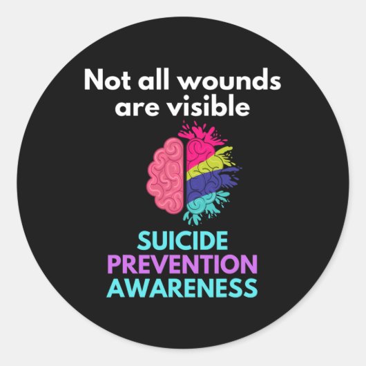 自殺は、痛みを誰かに転嫁する。自殺は、苦しみを他人に押し付ける。 ラウンドシール (正面)