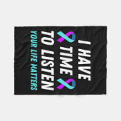 自殺を防聞止する認識度Sがある フリースブランケット (正面(横))