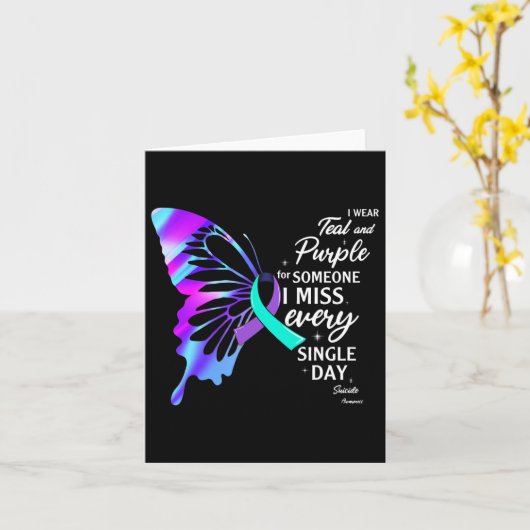 自殺予防のメモリアルにターコイズとパープルを着よう カード (黄色い花)