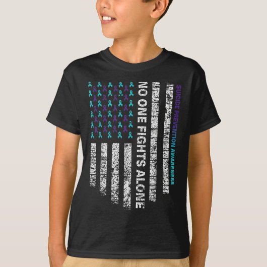 自殺予防啓発週間Tシャツリボン雨 Tシャツ (正面)