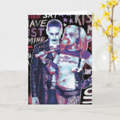 自殺班 |ジョーカー&ハーレータイポグラフィ写真 カード (黄色い花)