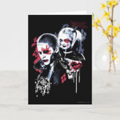 自殺班 |ジョーカー&ハーレー絵を描グラフィ カード (黄色い花)