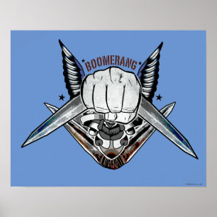 自殺班 Boomerang Fist Tattoo Art ポスター