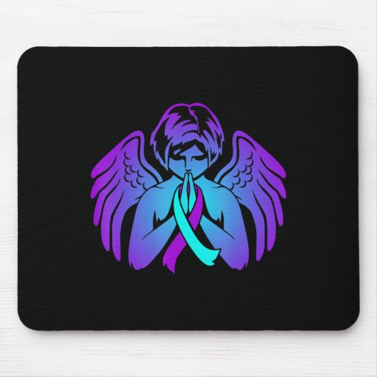 自殺認識度ウイングエンジェルリボンハッピー支援 マウスパッド (正面)