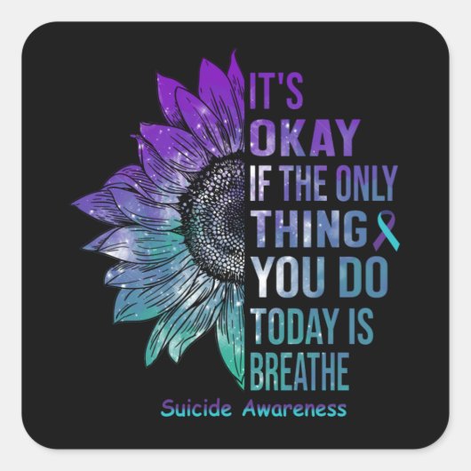 自殺認識度シャツひまわりプレゼント スクエアシール (正面)