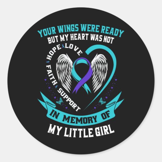 自殺認識度シャツドーター小さな女の子プレヴ ラウンドシール (正面)