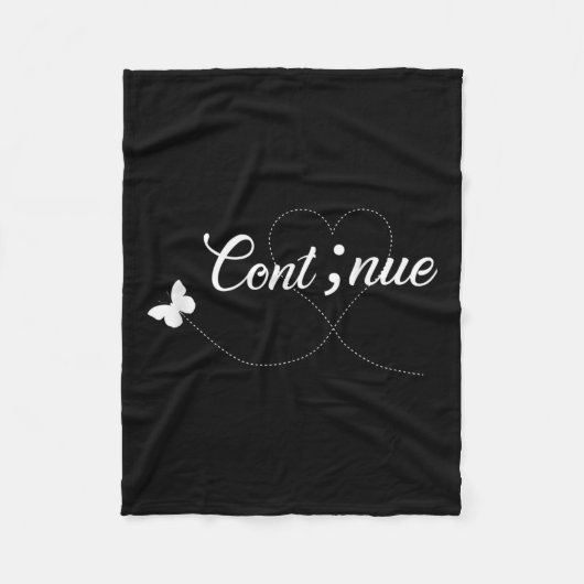 自殺認識度シャツ女性セミコロン続き フリースブランケット (正面)