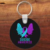 自殺認識度リボン精神保健病 キーホルダー (正面)