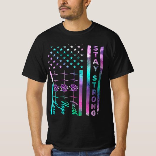 自殺認識度強い米国アメリカンの苦悩を維持 Tシャツ (正面)