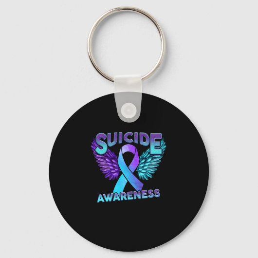 自殺認識度翼とリボン自殺の防止 キーホルダー (正面)
