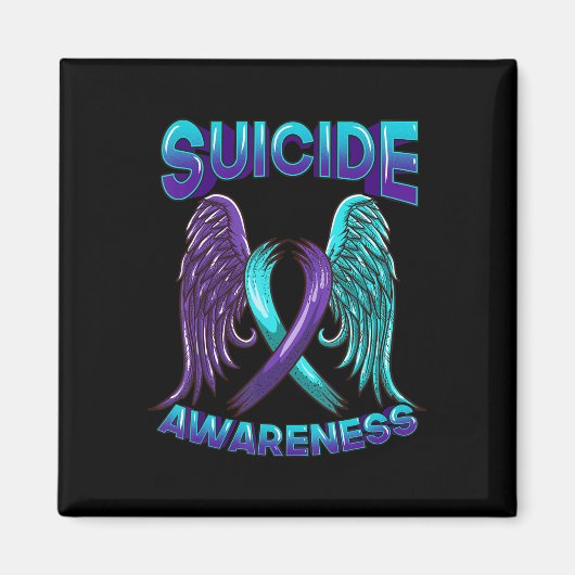 自殺認識度翼とリボン自殺プレヴェン マグネット (正面)