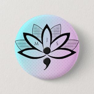 自殺認識度花セミコロンイニシャル 缶バッジ