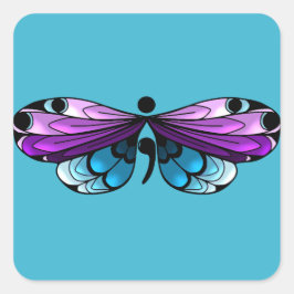 自殺認識度蝶セミコロンのステッカー スクエアシール