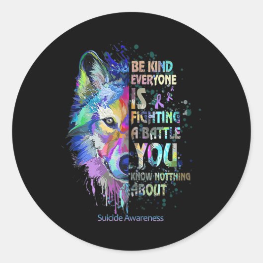 自殺認識度親切にみんなでA Bと戦っている ラウンドシール (正面)