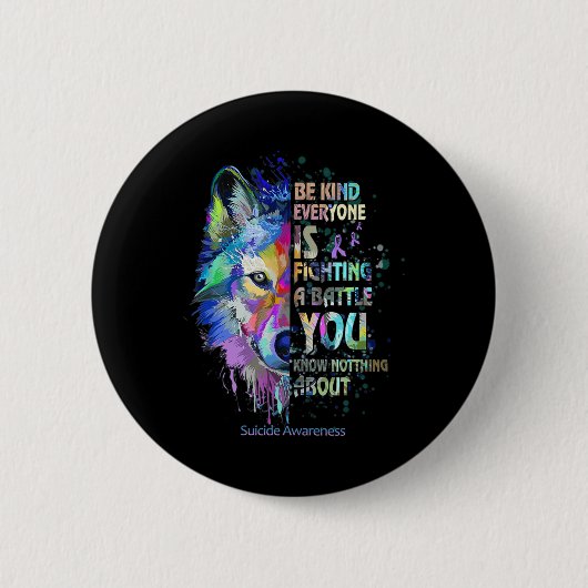 自殺認識度親切にみんなでA Bと戦っている 缶バッジ (正面)