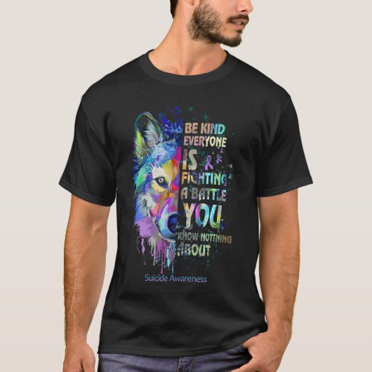 自殺認識度親切にみんなでA Bと戦っている Tシャツ (正面)