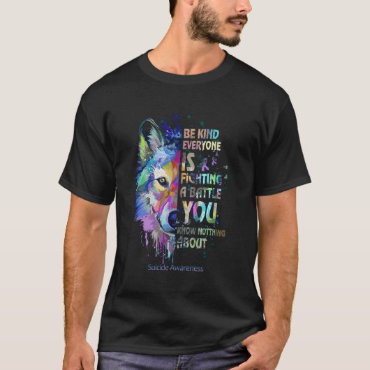 自殺認識度親切にみんなでA Bと戦っている Tシャツ (正面)
