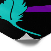 自殺認識度防止パープルティール（緑がかった色）リボン ポスター (角)