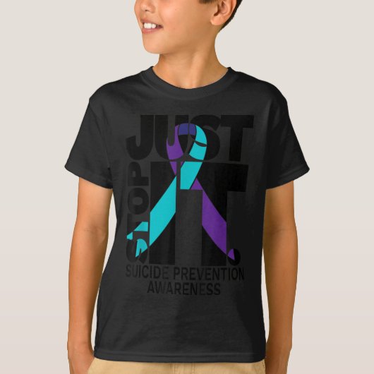 自殺認識度防止ブラック文字 Tシャツ (正面)