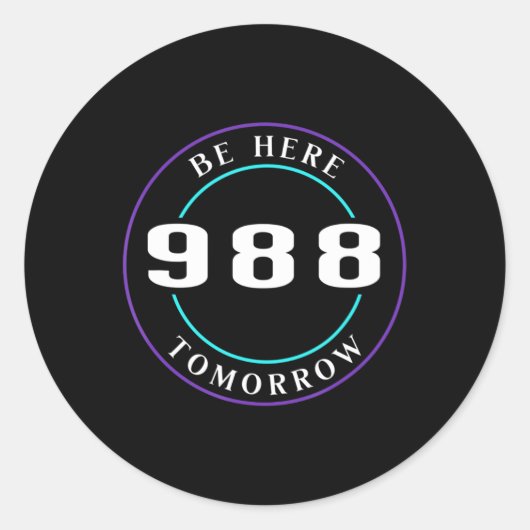 自殺認識度988 – 自殺防止1 ラウンドシール (正面)