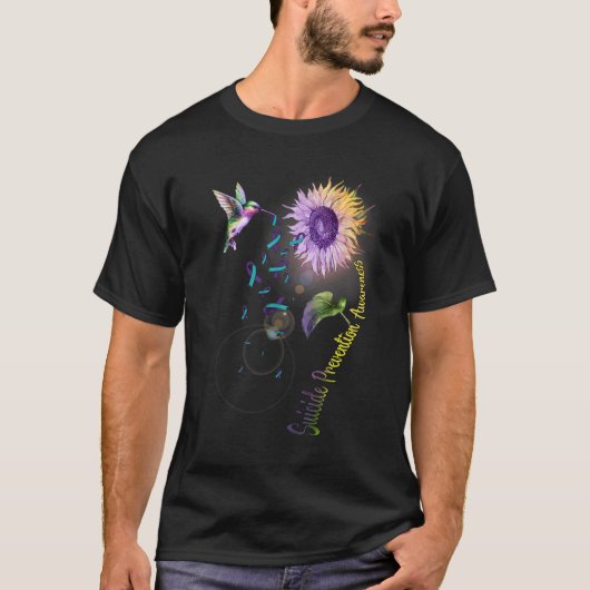 自殺防止ひまわりハチドリ Tシャツ (正面)