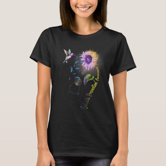 自殺防止ひまわりハチドリ Tシャツ (正面)