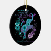 自殺防止ひまわり象ティール(緑がかった色)紫 セラミックオーナメント (右)