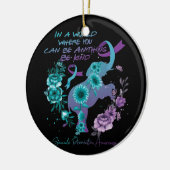 自殺防止ひまわり象ティール(緑がかった色)紫 セラミックオーナメント (左)