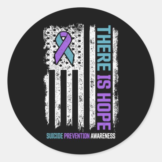 自殺防止アメリカ国旗Hope自殺戦争 ラウンドシール (正面)
