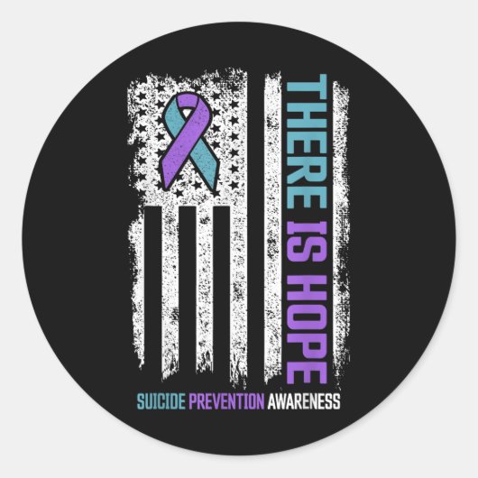 自殺防止アメリカ国旗Hope自殺戦争 ラウンドシール (正面)