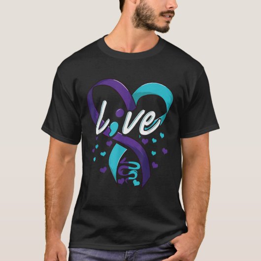自殺防止シャツセミコロン自殺覚症状 Tシャツ (正面)