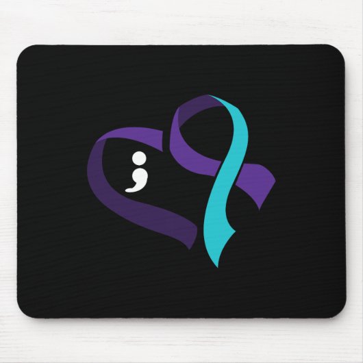 自殺防止ハートセミコロン精神衛生A マウスパッド (正面)