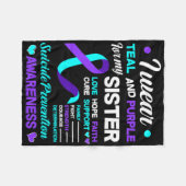 自殺防止リボンI衣服ティール(緑がかった色)及び紫F フリースブランケット (正面(横))