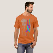 自殺防止啓発アメリカ国旗リボン Tシャツ (正面フル)