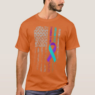 自殺防止啓発アメリカ国旗リボン Tシャツ