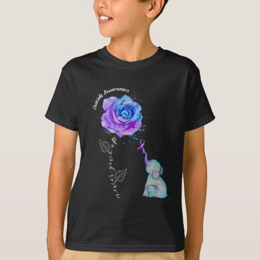 自殺防止啓発フラワー象 Tシャツ (正面)
