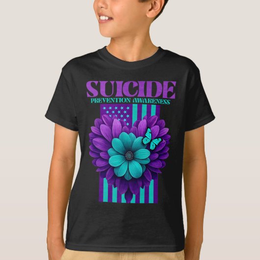 自殺防止啓発 アメリカ国旗 プレミアム Tシャツ (正面)