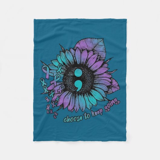 自殺防止啓発Tシャツ 生き続けよう  フリースブランケット (正面)