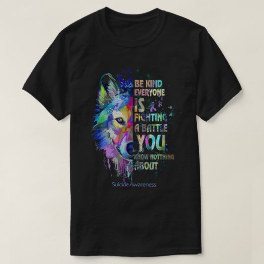 自殺防止意識 優しくしよう 誰もが闘っている Tシャツ (デザイン正面)